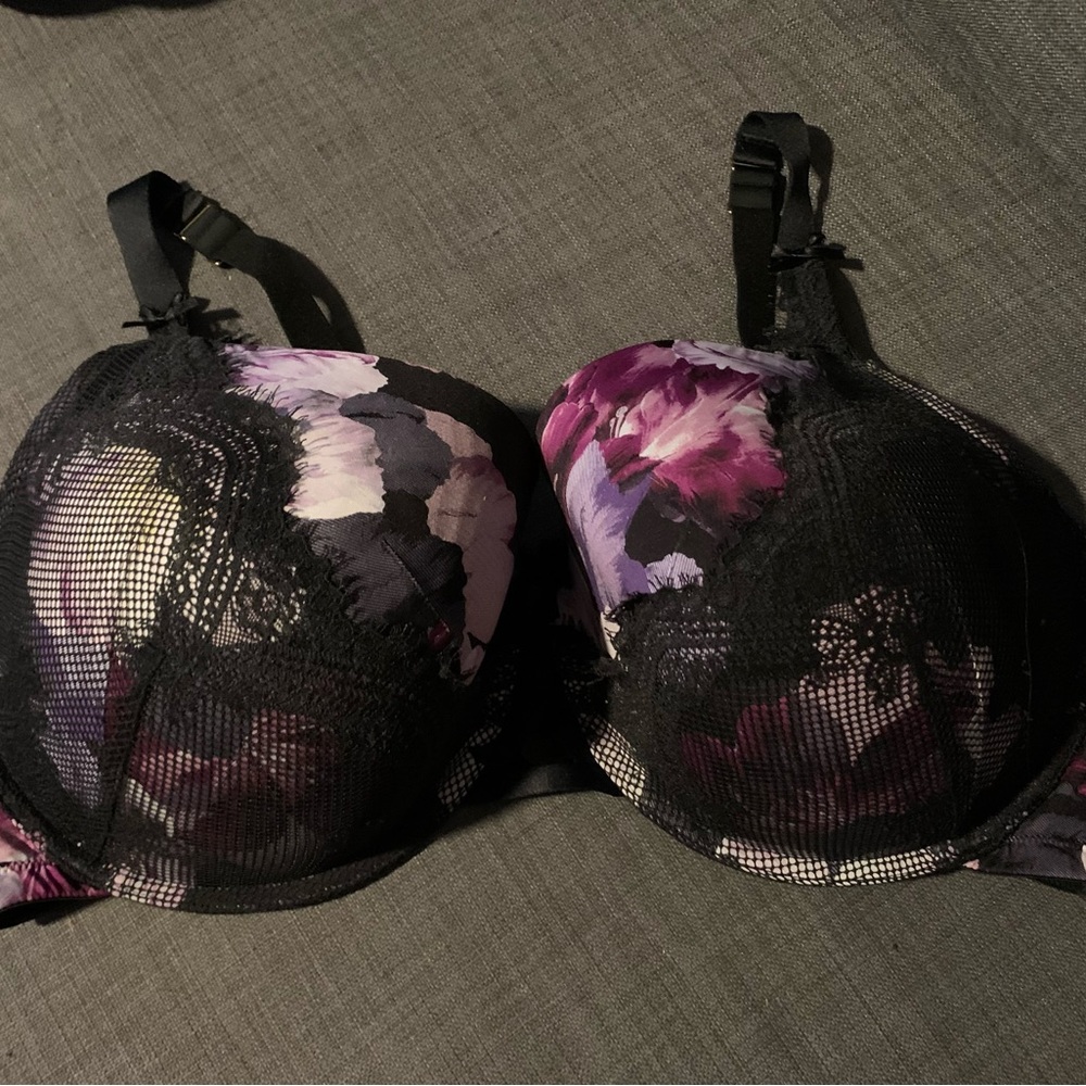 Cacique Black Floral Bra 46G